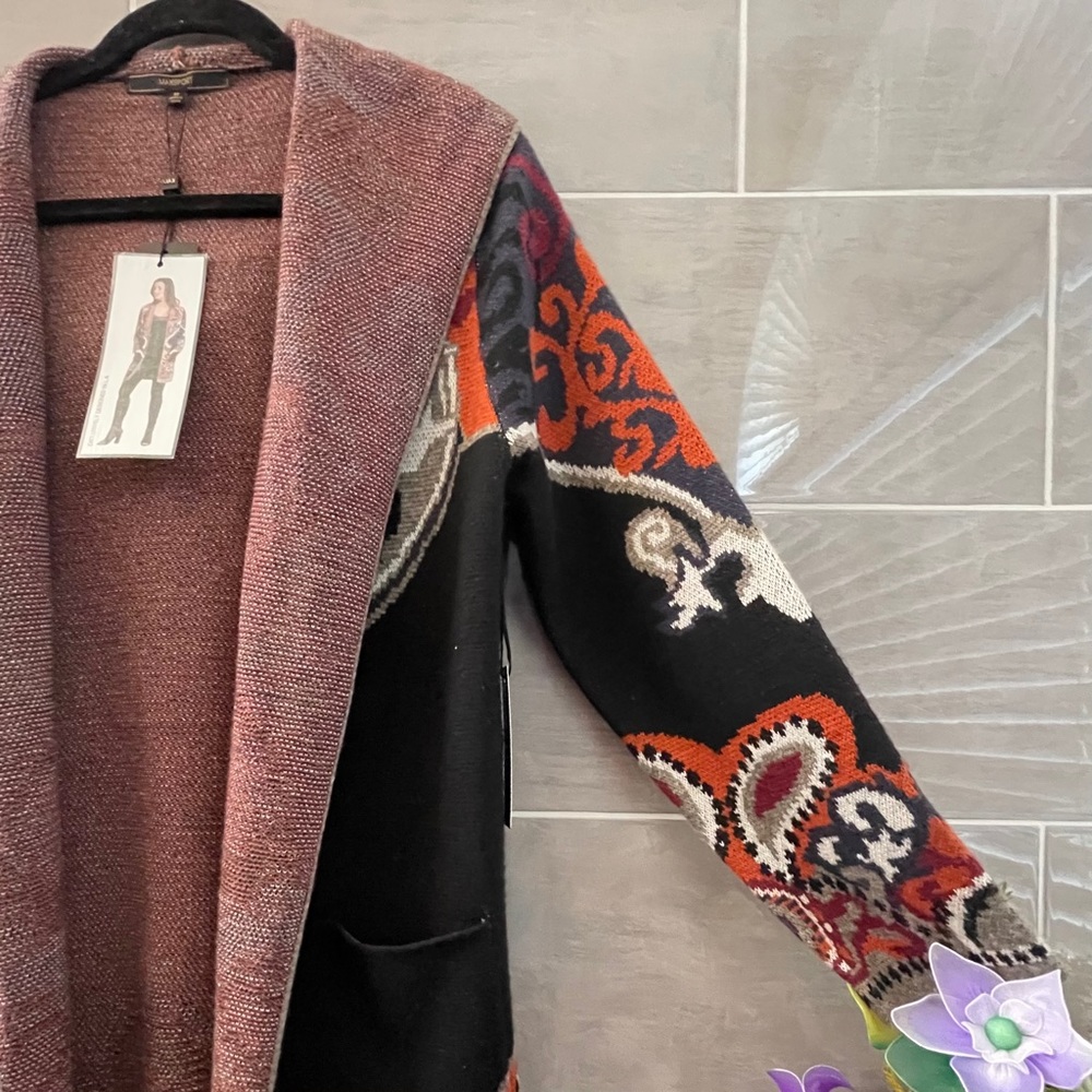 Maxsport Paisley Duster Cardigan Hoodie Size L. NWT - Picture 9 of 16